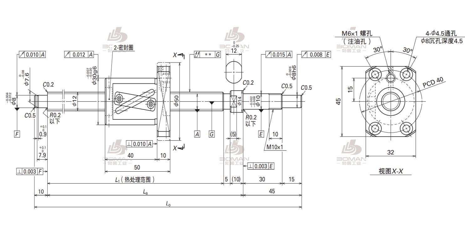 W1202FA-6-C5T10-MA标准滚珠丝杠