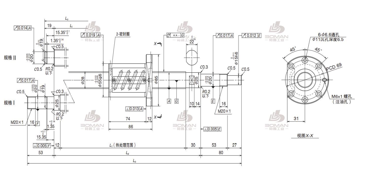 W2804SA-2Z-C5Z5-FA标准滚珠丝杠