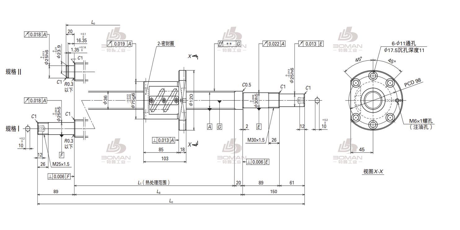 W3606SA-1Z-C5Z10-轴端完成品滚珠丝杠