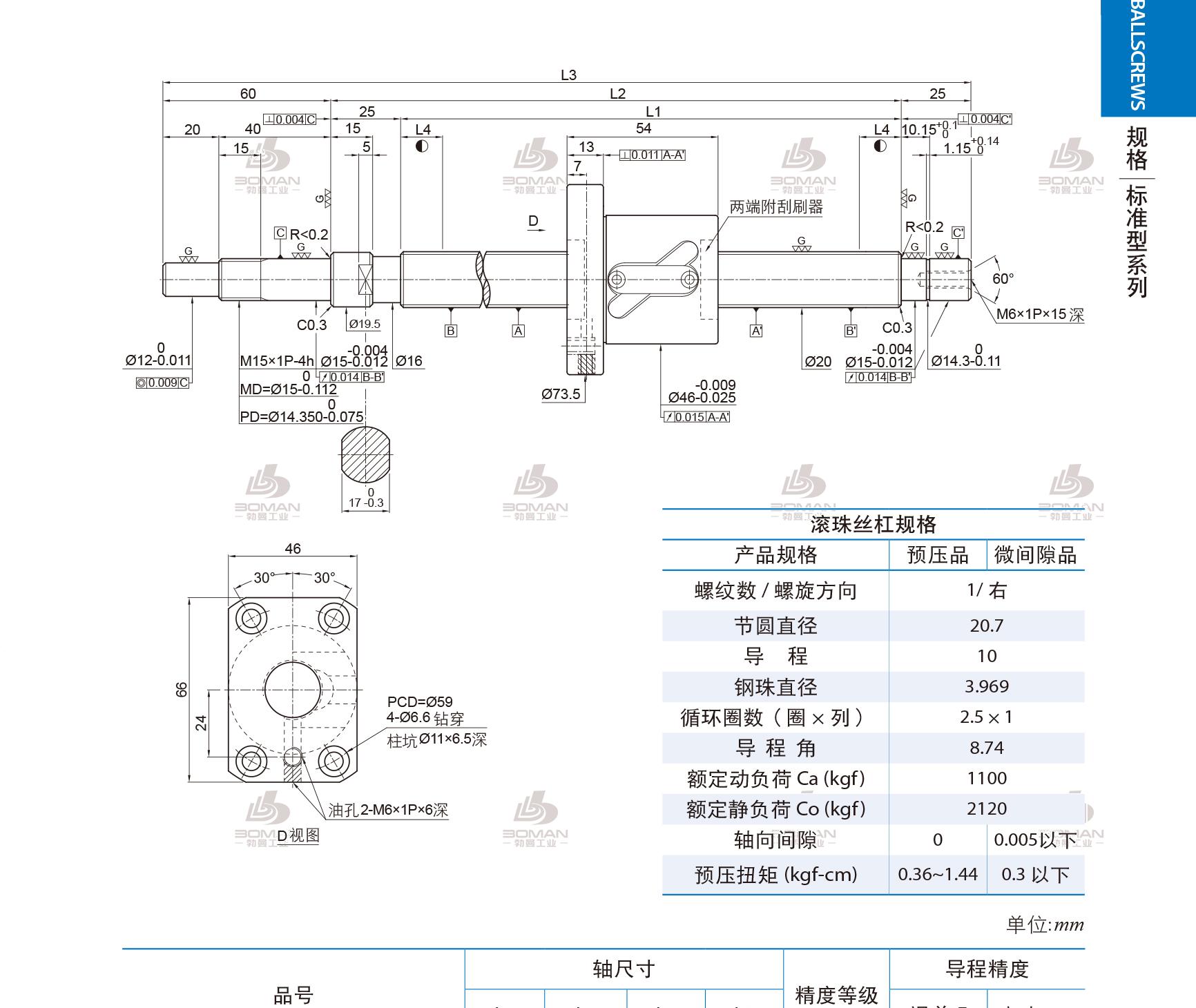 PMI 1R20-10B1-1FSWC-489-599-0.018 PMI转造级滚珠丝杠型号说明